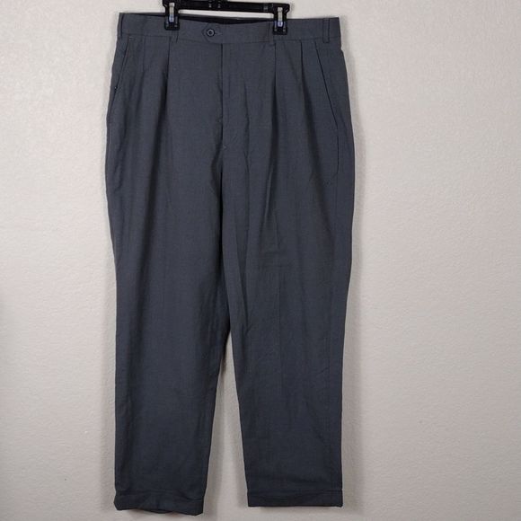 Lauren Ralph Lauren Smoke Gray Wool Total Comfort Pleated Pin Stripe Slacks - Picture 9 of 14